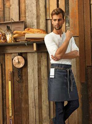 \"DIVISION\" WAXED LOOK DENIM WAIST APRON