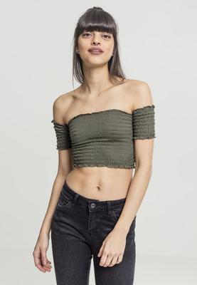 Ladies Cropped Cold Shoulder Smoke Top black L