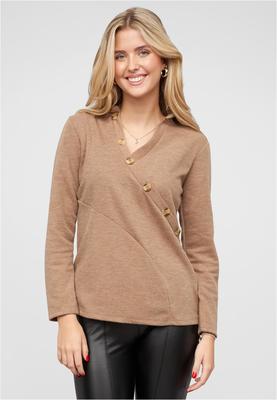 Pullover mit asymetrischer Knopfleiste brown L
