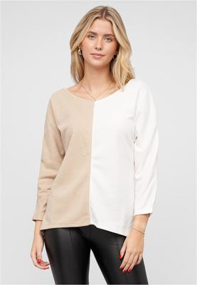 2-Tone Pullover mit Vokuhila Schnitt beige L