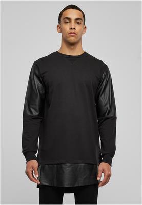 Long Zipped Leather Imitation Crewneck blk/blk L