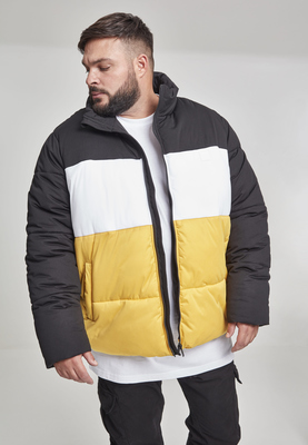 3-Tone Boxy Puffer Jacket blk/chromeyellow/wht 3XL