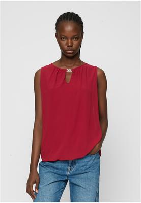 Cloud5ive Damen Chiffon Top mit Schlüsselloch-Kragen und Deko-Schnalle wine red L