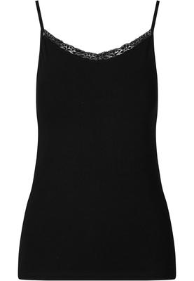 Ladies Basic Tank Top Cotton Lace 2-Pack black+white L