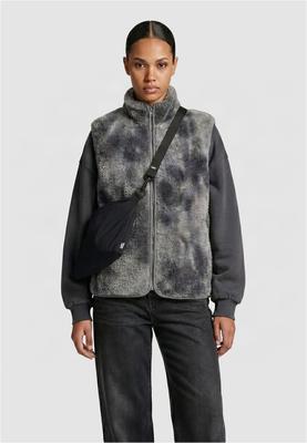 Ladies Printed Sherpa Vest greytiedye L