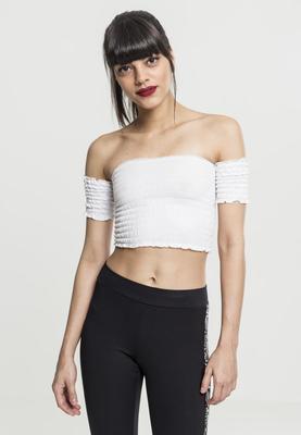 Ladies Cropped Cold Shoulder Smoke Top black L