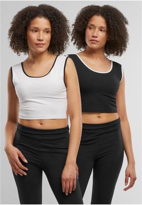 Ladies Contrast Cropped Top black/white+white/black 3XL