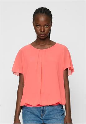 Cloud5ive Damen Chiffon Top 2-lagig mit Fledermausärmeln coral rose L