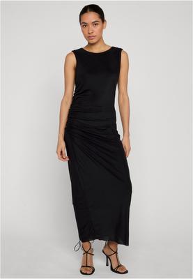 Ladies Long Ruffled Mesh Dress black L