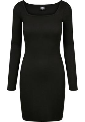 Ladies Rib Squared Neckline Dress black 3XL