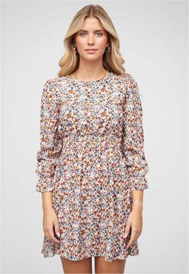 Langarm Kleid mit Blumen Print beige L