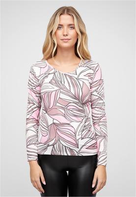 Langarm Top mit Blätter Print rosa L