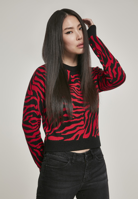 Ladies Short Tiger Sweater blk/pur L