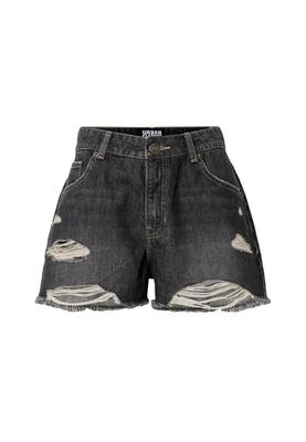 Ladies Destroyed Denim Shorts black washed 26