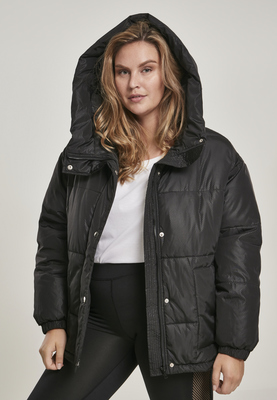 Ladies Oversized Hooded Puffer black 3XL