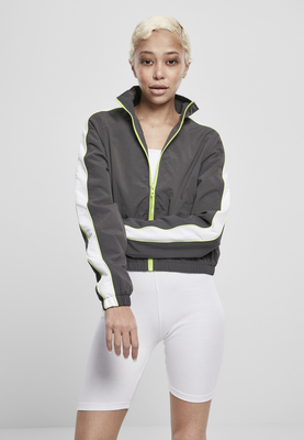 Ladies Short Piped Track Jacket concrete/electriclime XXL