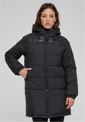 Ladies Hooded Mixed Puffer Coat black 3XL
