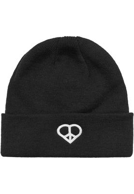 Peace Sign Heavy Knit Beanie black one size