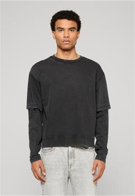 Washed Double Layered Longsleeve black 3XL