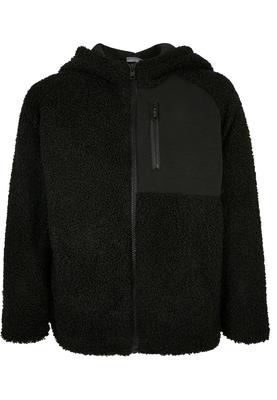 Boys Hooded Sherpa Zip Jacket black 110/116