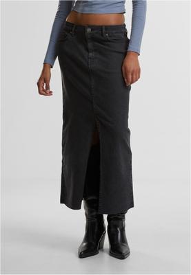 Ladies High Slit Denim Skirt black washed 26