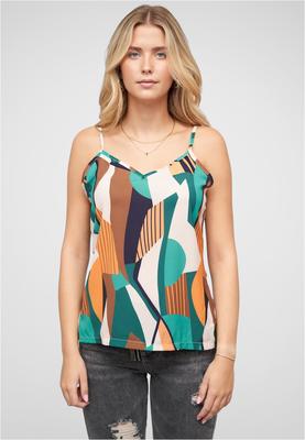 Trägertop mit Knotendetail hinten und Strukturstoff multicolor L