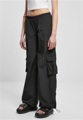 Ladies Wide Crinkle Nylon Cargo Pants black 3XL