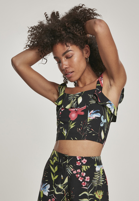 Ladies Valance Top black flower L