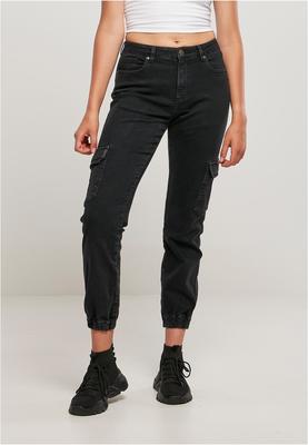 Ladies Organic Stretch Denim Cargo Pants black washed 26