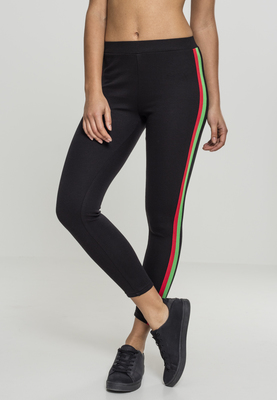 Ladies 3-Tone Tape Leggings black/firered/green L