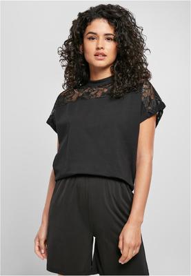 Ladies Short Oversized Lace Tee black 3XL