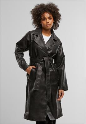 Ladies Vintage Leather Trenchcoat black 3XL