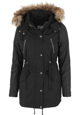 Ladies Leather Imitation Sleeve Parka blk/blk L