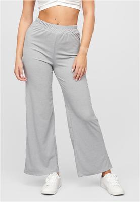 Sommer Hose mit weitem Beinschnitt und Ribbed Material grey melange L