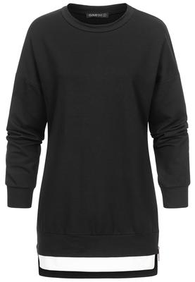 Cloud5ive Damen Pullover 2in1 Look Sweater m. Rundhals black/white L