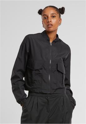 Ladies Short Crinkle Nylon Jacket black L