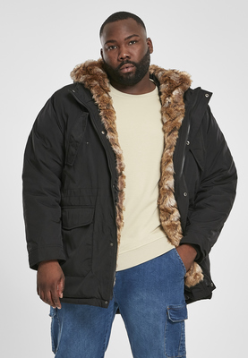 Hooded Faux Fur Parka black 3XL