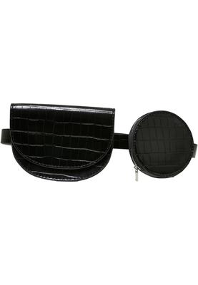 Croco Synthetic Leather Double Beltbag black one size