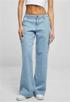 Ladies High Waist Straight Denim Cargo Pants black washed 26