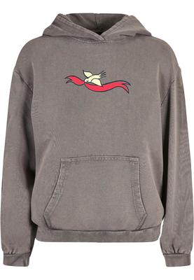 Ladies Frida Kahlo - Viva la vida 2 Acid Washed Oversize Hoody asphalt 3XL