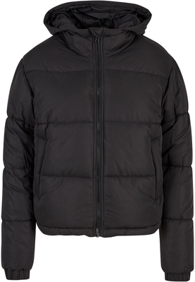 Ladies Peached Puffer Jacket With Hood black 3XL