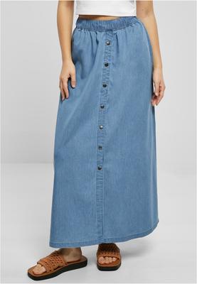 Ladies Long Wide Light Denim Skirt skyblue washed 3XL
