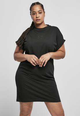 Ladies Cut On Sleeve Printed Tee Dress black/black 3XL