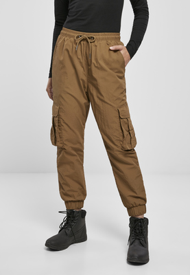 Ladies High Waist Crinkle Nylon Cargo Pants black M - MERCHYOU