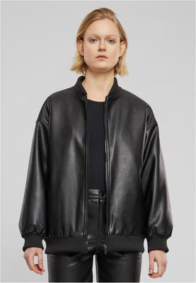 Ladies Synthetic Leather Bomber Jacket black 3XL