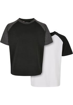 Boys Raglan Contrast Tee 2-Pack white/black+black/charcoal 110/116