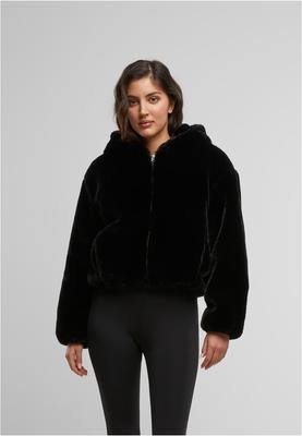 Ladies Full Zip Faux Fur Hoodie black L