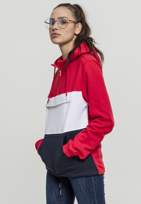 Ladies Color Block Sweat Pullover firered/navy/white L