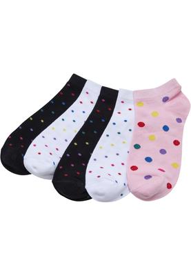 No Show Socks Rainbow Dots 5-Pack white/black/hibiskuspink 43-46