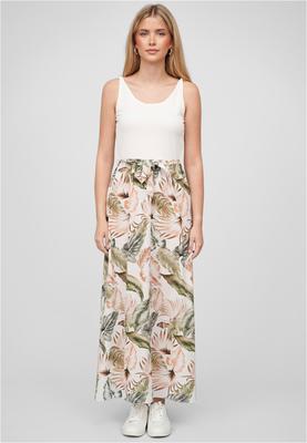 Cloud5ive Damen Tank Top Maxi Kleid 2-Tone mit Bindegürtel Tropical Print white L